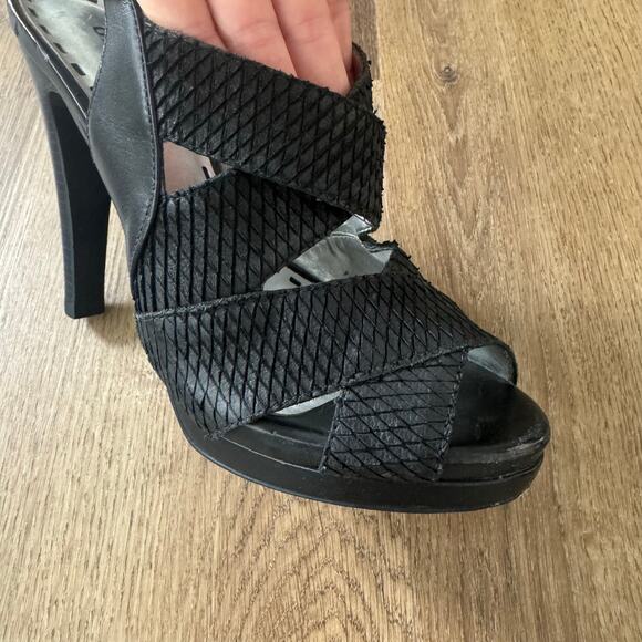 Gianni Bini Strappy, Open Toe Heels in Black - Picture 3 of 7